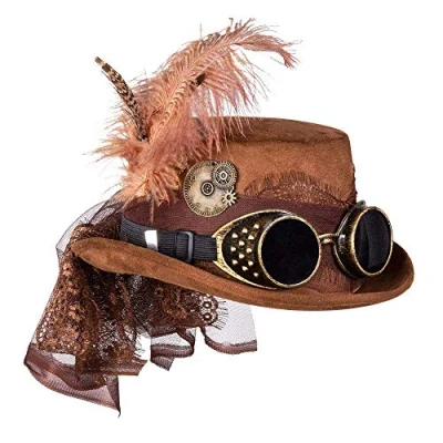 Imagen de Boland 54562 sombrero Space Punk Deluxe con gafas, steampunk, tocado, accesorio de disfraz para carnaval, fiesta temática o JGA