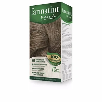 Imagen de Farmatint Gel 7C Rubio Ceniza Color natural y duradero Componentes vegetales aceites naturales Sin amoníaco parabenos Dermatológicamente testado
