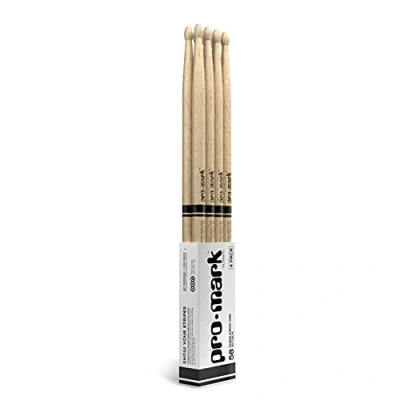Imagen de ProMark Classic Attack 5B Shira Kashi Oak Drumstick, Oval Wood Tip, 4 Pack