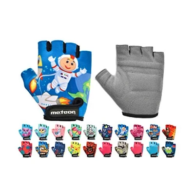 Imagen de Guantes Bicicleta MTB BMX Ciclismo Montaña Carretera Fitness Gimnasio Bici Escalada Senderismo y Otros Deportes Deportivos Sin Dedos para Mujer Hombre (JR M 7 7,5cm, Space)