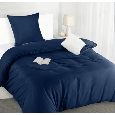 Imagen de Utopia Bedding Funda Nordica Cama 90 Microfibra Juego de Edredon 140x200 cm y 1 Almohada 65x65 (Azul Marino)