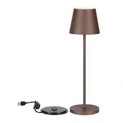 Imagen de V TAC Lámpara de Mesa Inalámbrica LED Regulable con Controles Táctiles Marrón para Interiores y Exteriores IP54 Batería 4400 mAh Luz Blanca Cálida 3000 K 2W, VT 7522