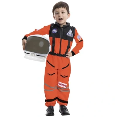 Imagen de Spooktacular Creations Astronaut NASA Pilot Orange Costume Movable Space Visor Kids Helmet Halloween. (Small (5 7 yrs))
