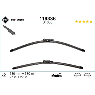 Imagen de Limpiaparabrisas Swf Visioflex, Original Visioflex Set 119336 delante Sin marco FORD: Mondeo 5 Kombi, Limousine,