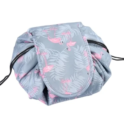 Imagen de Neceser con cordón, ONEGenug Schminktasche, One Step Organizer Makeup Tasche Schminkbeutel für Lazy Damen, Flamenco azul claro, de cosméticos