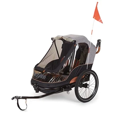 Imagen de BOBIKE 8616000001 Remolque Cochecito de Bicicleta Multifuncional fácilmente Plegable para 1 o 2 Niños en Color Gris