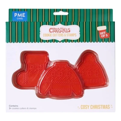 Imagen de PME Navidad Cortadores y Sellos de Galletas Acogedora (Set 3)