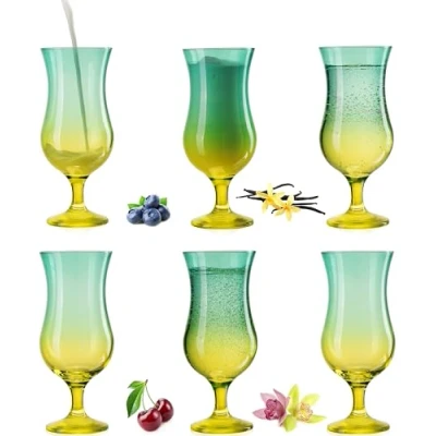 Imagen de PLATINUX Juego de 6 vasos cóctel color verde y amarillo, 400 ml (máx. 470 ml)