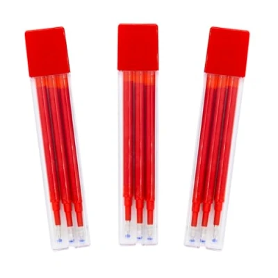Imagen de RAYLU PAPER® Recambios para Bolígrafos Borrables Retráctiles, Tinta de Gel, Punta 1 mm y trazo 0,7 mm. Pack 3 Rojo (9 unidades)