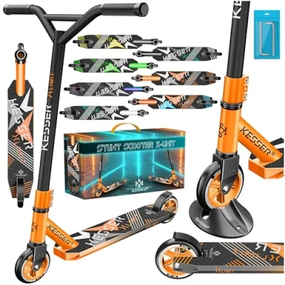 Imagen de KESSER® Scooter Funscooter Stuntscooter X Limit, conducción de 360 con cojinetes Bolas ABEC 9, Ruedas PU 100 mm, Patinete Robusto, Ciudad, Trucos para niños y Adulto