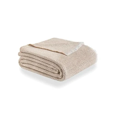 Imagen de Todocama manta de algodón extrasuave, Four Seasons, colcha multiusos para sofá, cama, fular, colcha, funda Arena Beige, PRCMAMSBEAR, 180 x 240 cm