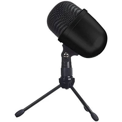 Imagen de Amazon Basics Micrófono de condensador, sobremesa, tamaño mini Negro, USB