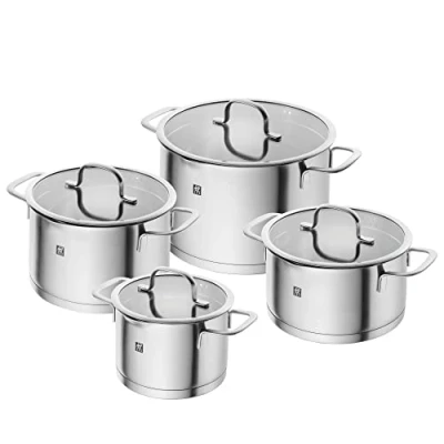 Imagen de ZWILLING TrueFlow Juego de 4 cacerolas con función vertido para inducción (acero inoxidable), color plateado