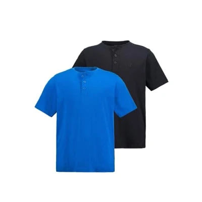 Imagen de JP1880 Grosse GRÖSSEN BIS 7XL IM Doppelpackhenley Rundhalsausschnitt Knopfleiste Camiseta básica, Hombre, Talla: 3XL, Multicolored