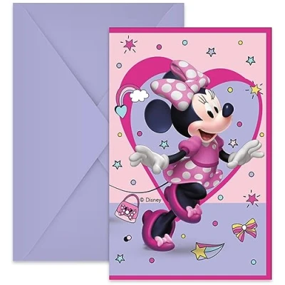 Imagen de Procos Folat 93942P Invitaciones FSC Minnie Mouse 6 piezas, dibujo animado, multicolor