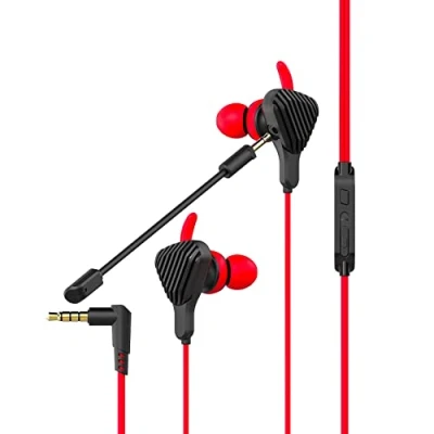 Imagen de Celly CYBERWIREDBK Auriculares Gaming In Ear con Micrófono Integrado, Extraíble y Flexible, Control Remoto, Jack 3.5, Rojo Negro