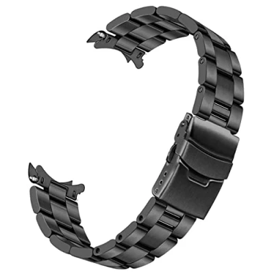 Imagen de Kai Tian Watch Band Correas de reloj 20mm acero inoxidable macizo Reemplazo pulsera cónica negra Diseño extremo curvo con hebilla plegable