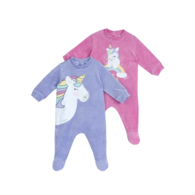 Imagen de Chicco Pack peleles de chenilla con pies cubiertos, Mono invernal Bebé Unisex, Purpura, 12 meses (pack 2)