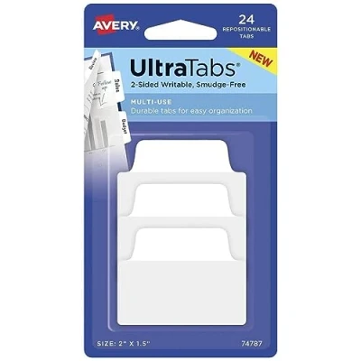 Imagen de AVERY Zweckform Art. 74787 Tiras adhesivas transparentes/blancas (24 notas adhesivas, 50,8 x 38,1 mm, índice de rotulación, extraíbles, marcadores página, adhesivas)