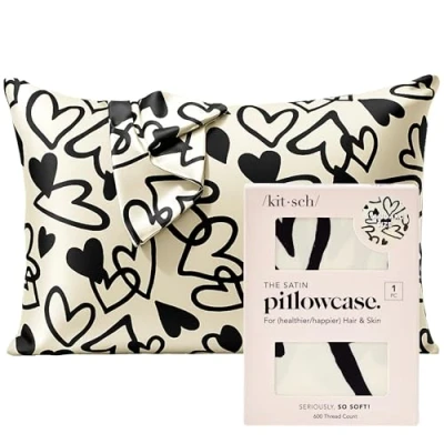 Imagen de Kitsch Funda de Almohada satén para Cabello y Piel, tamaño Queen, más Suave Que Las Fundas Seda Morera, 19 x 26 Pulgadas, refrescantes con Cremallera,