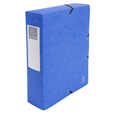 Imagen de EXACOMPTA Ref. 50832E Caja archivadora con elásticos Exabox en tarjeta brillante de 600 g/m2 Espalda 8 cm Medidas 25 x 33 para documentos A4 color azul Se entrega montada