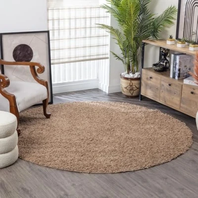 Imagen de Surya Home Alfombra lanuda Moderna para Sala de Estar, Comedor, Suave, y Abstracta, Pelo Felpa fácil Cuidado, Grande, 120 x cm, Beige Claro
