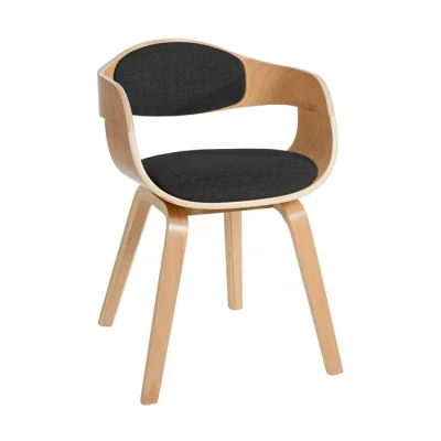 Imagen de CLP Silla De Visita Kingston En Tela I Madera con Respaldo Semi Curvado Butaca Salón Estilo Escandinavo I, Color:Natural/Gris Oscuro