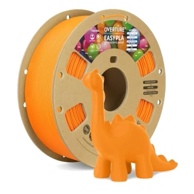 Imagen de OVERTURE PLA Easy 1.75mm Filamento 3D para Principiantes, Extrusión Suave y Sin Deformaciones, 1kg Carrete de Cartón, +/ 0.02mm, Compatible con Impresoras FDM (Naranja Calabaza Easy)