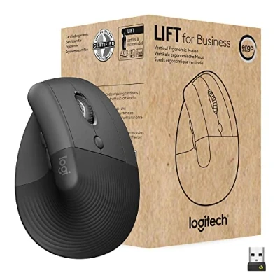 Imagen de Logitech Lift for Business, ratón ergonómico Vertical, inalámbrico, Bluetooth o USB Logi Bolt Seguro, clics silenciosos, certificación Global, Windows/Mac/Chrome/Linux Grafito