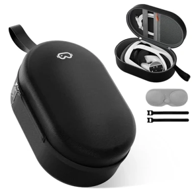 Imagen de Procase Funda Rígida para Meta Quest 3/2Pico 4/Apple Vision Pro/BOBOVR M2/M3 Pro/DESTEK QH3, Estuche Protector de Transporte Auriculares VR Controlador Correa Elite Negro