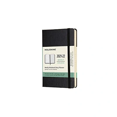 Imagen de Moleskine Agenda Semanal de 18 Meses, Bolsillo 2021/2022, Semana Vista con Tapa Dura y Cierre Elástico, Tamaño 9 x 14 cm, Color Negro, 208 Páginas