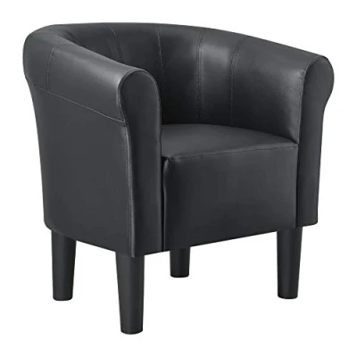 Imagen de [en.casa] Sillón Relax Elegante Butaca 70x70x58 cm Asiento cómodo de Piel sintética Negro