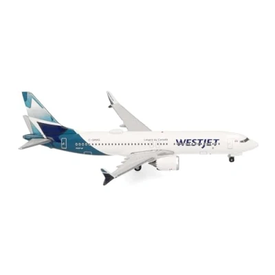 Imagen de herpa Avión en Miniatura Westjet Boeing 737 MAX 8 C GRAG, Escala 1:500, Pieza de colección, Modelo sin Soporte, Metal.
