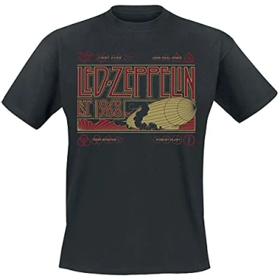 Imagen de Led Zeppelin &amp; Smoke Hombre Camiseta Negro XXL 100% algodón Vorne Bedruckt Regular
