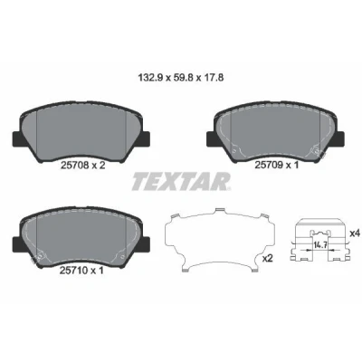 Imagen de TEXTAR 2570801 Juego de pastillas freno con avisador acústico desgaste accesorios KIA: cee‘d II Hatchback, Ceed III Hatchback