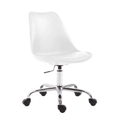 Imagen de CLP Silla de Oficina Toulouse Estructura Plástico I Escritorio Regulable en Altura Sala Reuniones Giratoria Orden, Color:Blanco