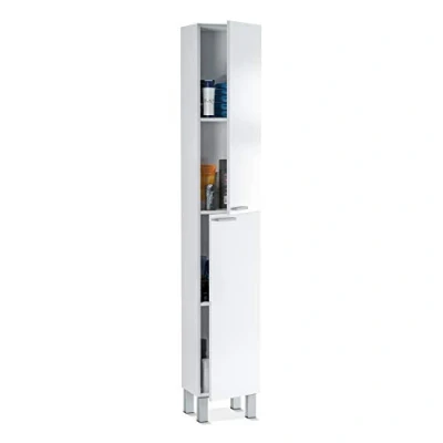 Imagen de ARKITMOBEL Mueble de Baño, Columna baño 2 Puertas y 4 Patas, Modelo Koncept, Acabado en Color Blanco Brillo, Medidas: 30 cm (Ancho) x 182 (Alto) 25 (Fondo)
