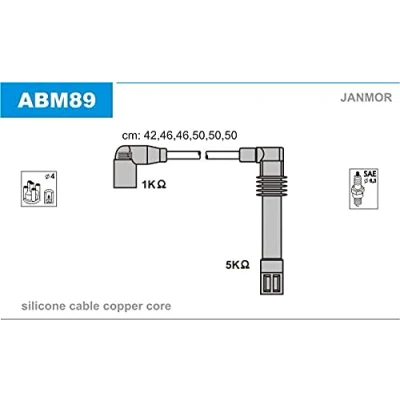 Imagen de JANMOR ABM89 Juego de Cables Encendido AUDI: A4 B5 Avant, B6 Berlina, A6 C5 VOLKSWAGEN: Passat Variant, GP Berlina