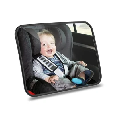 Imagen de Romon Espejo de Coche para Bebé, Retrovisor Bebé Coche, Irrompible, Asiento Trasero Correas Elásticas Ajustables Silla Trasera