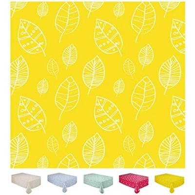 Imagen de Mantel de Hule, Rectangular 140 x 240cm, Hojas, Amarillo