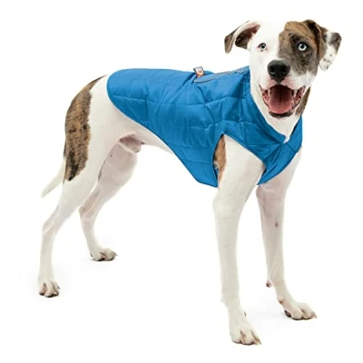 Imagen de Kurgo Loft Abrigo Reversible para Perros, Chaqueta Invierno Mascotas, Impermeable, Reflectante Azul/Naranja, L