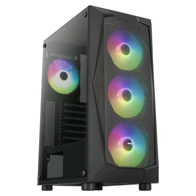 Imagen de Aerocool FALCONV2BK, Caja PC ATX, Frontal Mesh, Cristal Templado, 4 Ventiladores ARGB 12cm, Negro