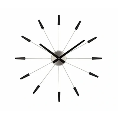 Imagen de NeXtime reloj de pared &quot;PLUG INN&quot;, muy silencioso, negra, acero inoxidable, redondo, ø 58 cm