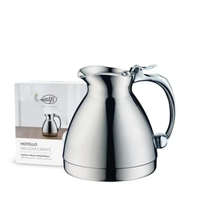 Imagen de alfi HOTELLO 0,30 l, jarra isotérmica de doble pared acero inoxidable, mantiene el calor 4 horas, frío 6 tapa suelta, vertido con una mano, sin plástico, lavavajillas, hostelería