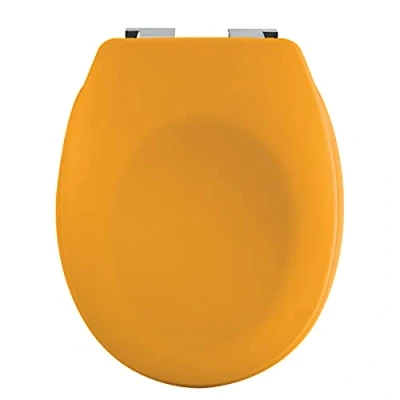 Imagen de spirella Tapa de inodoro ovalada alta calidad con acabado mate y cierre lento lento, antibacteriana, duroplast acero inoxidable, color amarillo