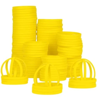 Imagen de LVNRIDS 100 Pulseras de Silicona para Adulto, 8 inch Longitud elásticas Goma Deportes Regalos a granel Suministros Profesores Decoraciones fiestas Amarillo