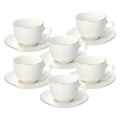 Imagen de Tognana Juego de 6 tazas té con platillo, porcelana, color blanco
