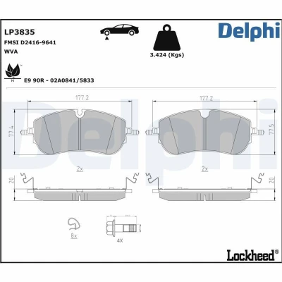 Imagen de Juego de pastillas DELPHI LP3835