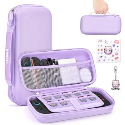 Imagen de innoAura Funda para NS Switch 2 Console (2025), Portabilidad y 9 Ranuras Tarjetas de Juego, Protectora Rígida Viajar Almacén (Morado)