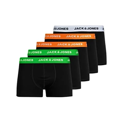 Imagen de Jack &amp; Jones Calzoncillos Tipo bóxer para Hombre, 5 Unidades, White/Shocking Orange, L